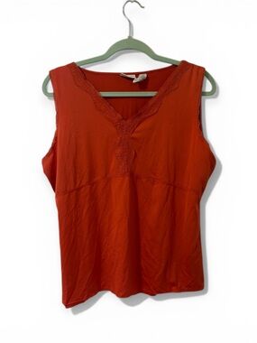 Vintage Covington Orange Lace Trim V-Neck Tank